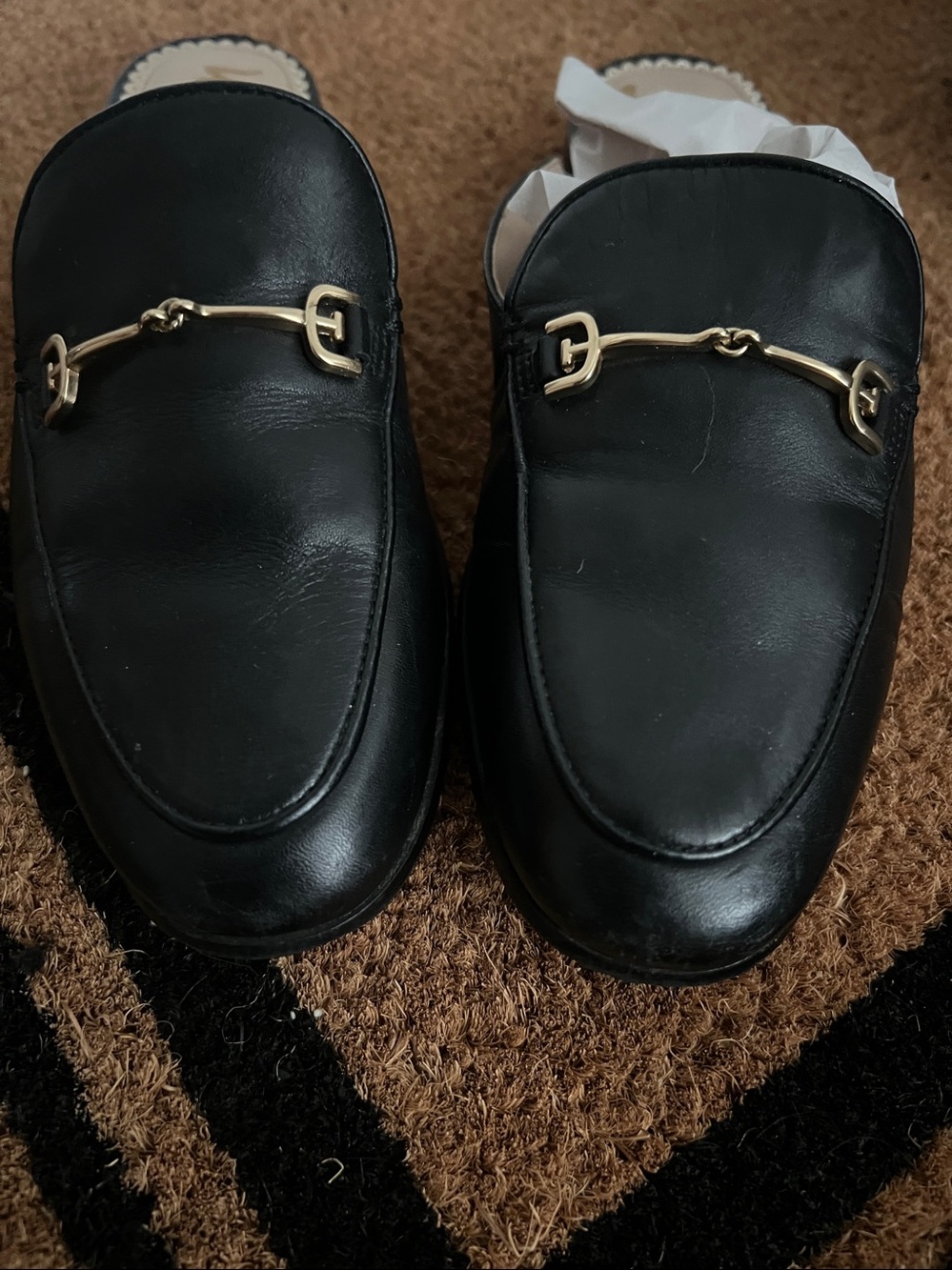 Sam Edelman 5.5 Linnie Bit gorgeous almost  like new black slides BEAUTIFUL $150